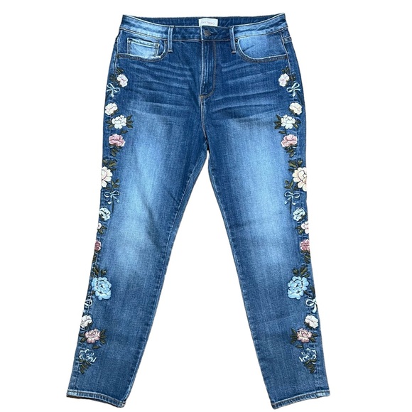 DRIFTWOOD Denim - Driftwood Jackie High Rise Floral Embroidery Jeans Sz 32 X 29